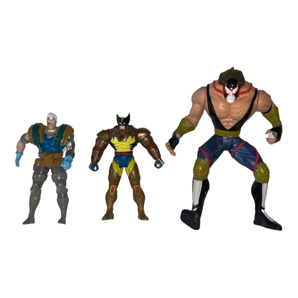 Lot of 3 Vintage 90s Marvel Toy Biz Cable & Wolverine And DC Comics Kenner Bane